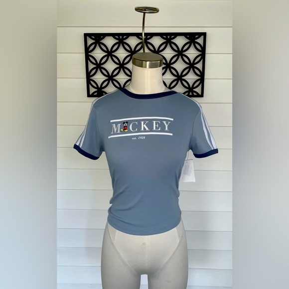 3 for $30 Women’s a New with Tags Disney Blue Mickey Short Sleeve Tee - Picture 1 of 6